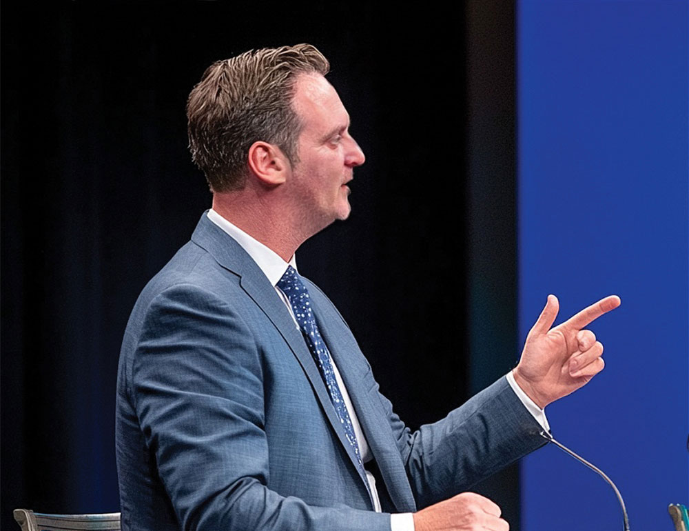 Presenter speaking at conference